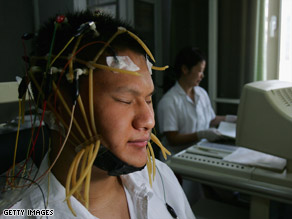 Scientists use electroencephalography, or brain wave-reading technology, to measure brain activity.