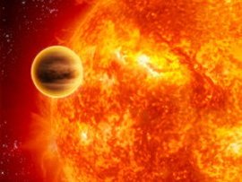 An artist's concept of an exoplanet orbiting close to its sun. Image credit: NASA 
