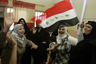 Relatives of al-Zeidi celebrated his release [EPA]